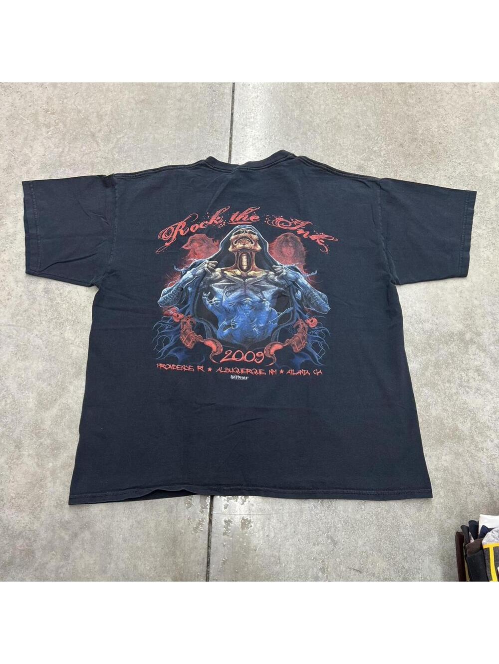 vintage rock the ink tattoo rock band faded black skull shirt size xl